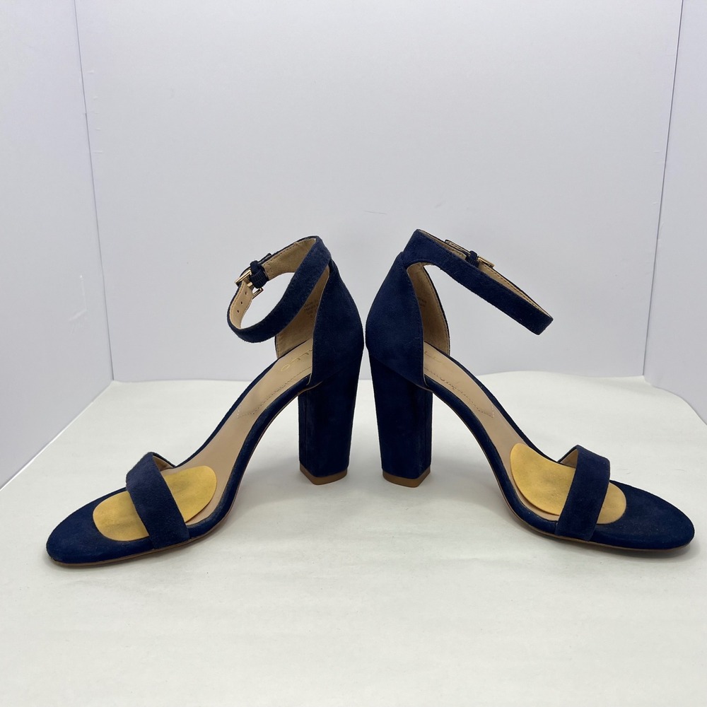 ALDO Navy Blue Heeled Sandals Womens Size 6 Suede Ankle Strap Elegant‎ Dressy